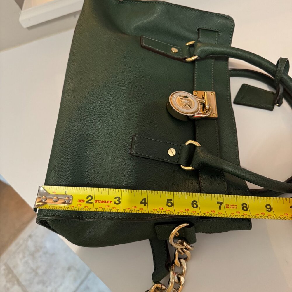 Michael Kors Hamilton Green💚Saffiano Leather Satchel Tote purse bag